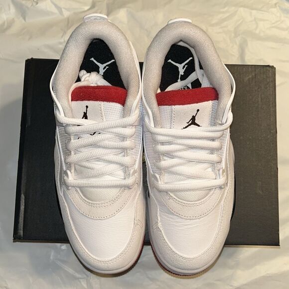 Air Jordan 4 RM Red & White Kids Leather Sneaker(Size 5.5Y) - Picture 5 of 12